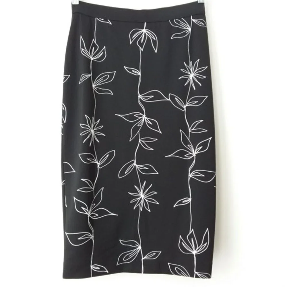 Alfani Floral Midi Skirt Black S